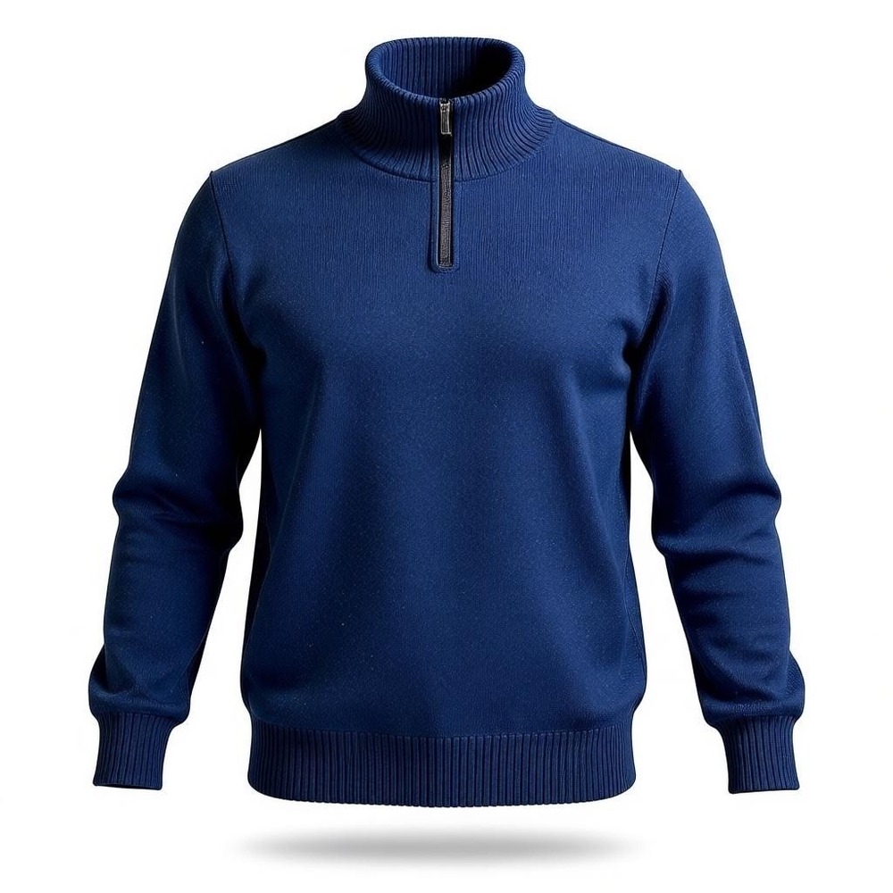 TRICOTS ST. RAPHAEL Mens Blue Speckled Half Zip Mock Neck Sweater XL